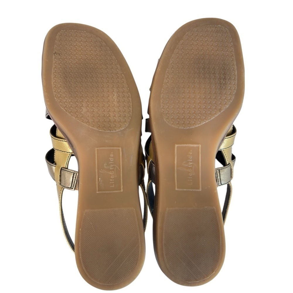 Lifestride Margarita Metallic Slingback Wedge Heel Sandals Womens Shoes Size 6.5 - Picture 8 of 15